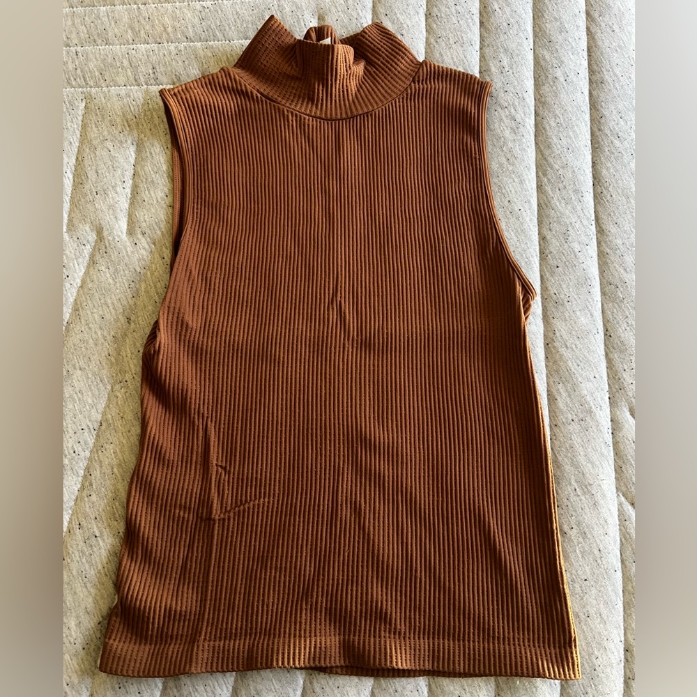 Nikibiki Ribbed Sleeveless Top in Tan